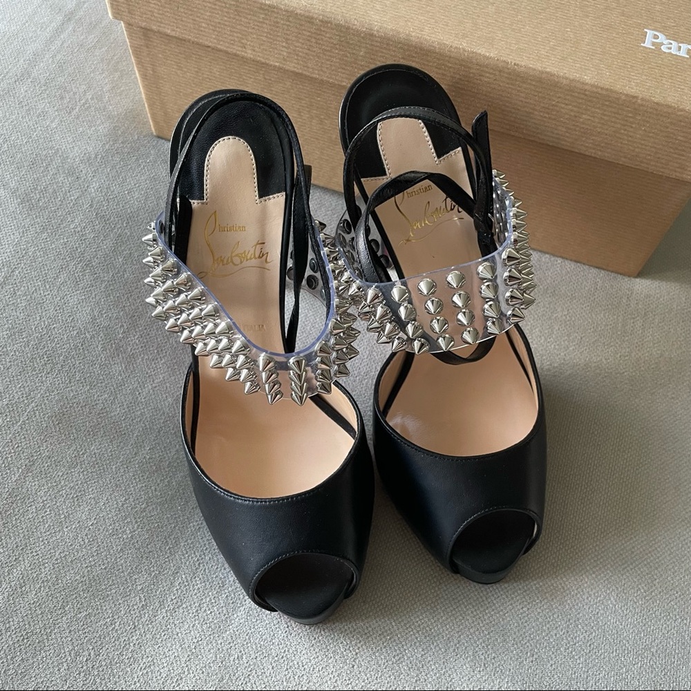 NWT❤️Christian Louboutin❤️Levita Girl 120 Leather and PVC Heels - Picture 6 of 11